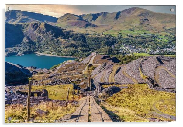 Old quarry and beautiful mountains Llanberis Wales Acrylic by Phil Longfoot