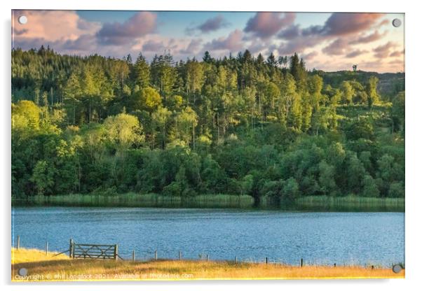 Sunset over Esthwaite Water  Acrylic by Phil Longfoot