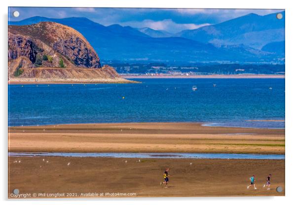 Running on Abersoch Beach Wales  Acrylic by Phil Longfoot