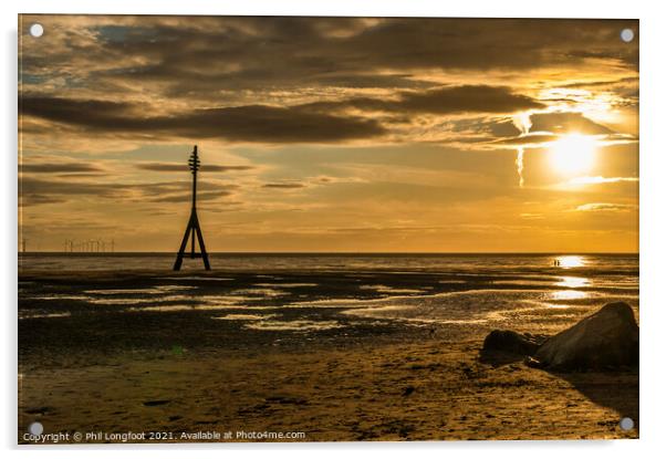 Sunset Crosby Merseyside  Acrylic by Phil Longfoot