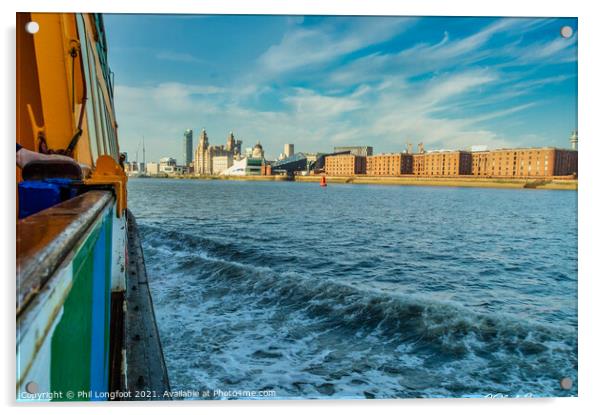 View from Mersey Ferry Liverpool  Acrylic by Phil Longfoot