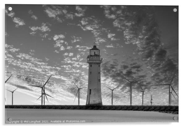 Fort Perch Rock and Windfarm New Brighton  Acrylic by Phil Longfoot