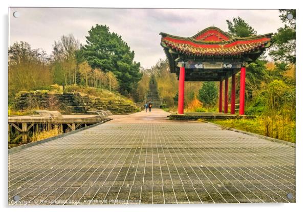 Old Chinese Pagoda in a Liverpool park Acrylic by Phil Longfoot
