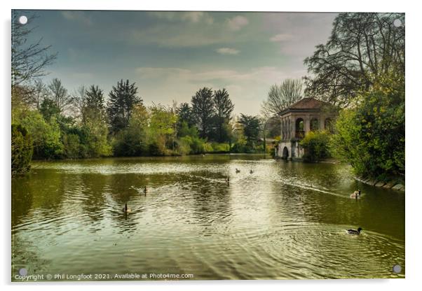 Birkenhead Park Lake Wirral United Kingdom  Acrylic by Phil Longfoot