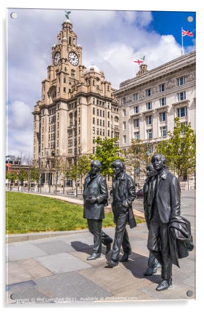 Royal Liver Buildings and the Beatles Acrylic by Phil Longfoot