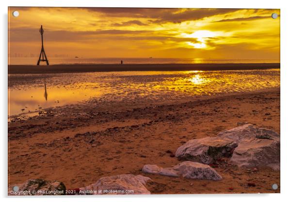 Crosby Beach Liverpool sunset  Acrylic by Phil Longfoot