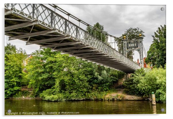 Suspension bridge over the River Dee Chester Acrylic by Phil Longfoot