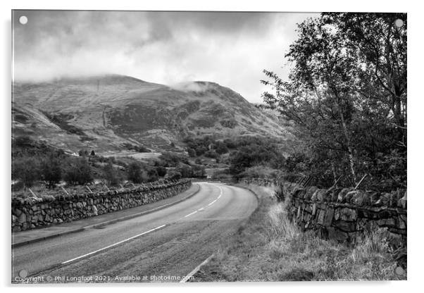 Start of Llanberis Pass Snowdonia  Acrylic by Phil Longfoot