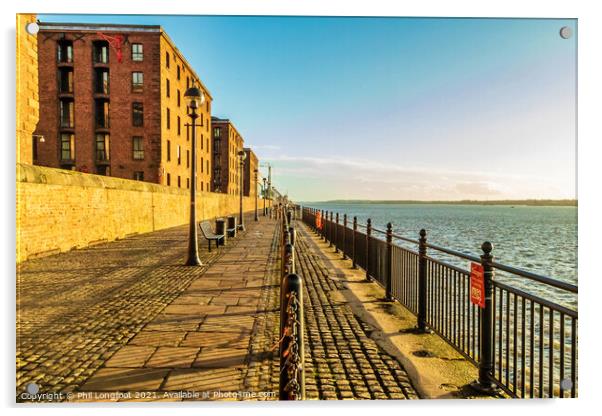 Promenade near Royal Albert Dock Liverpool Acrylic by Phil Longfoot