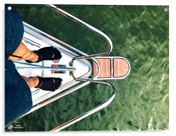 Sailing on  Deep Waters Acrylic by Wojciech Jagoda