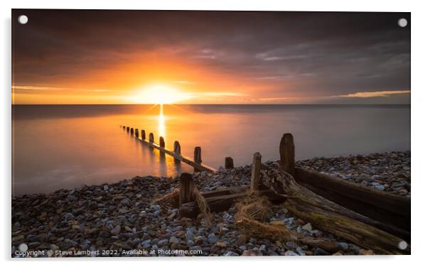Sunrise over Dawlish Warren Acrylic by Steve Lambert