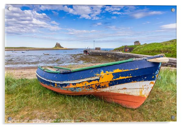 Old boat at Holy Island Acrylic by Jim Monk