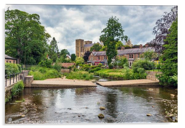 River Skell & Ripon Cathedral Acrylic by Jim Monk
