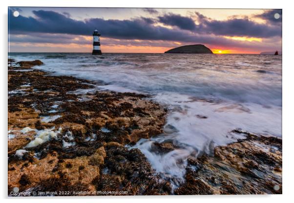 Penmon Point Lighthouse Anglesey Acrylic by Jim Monk