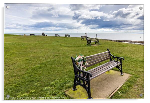 Newbiggin Benches Acrylic by Jim Monk