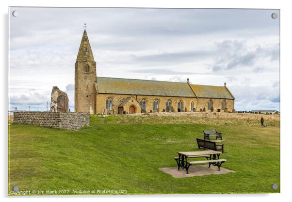St Bartholomew's Church, Newbiggin by the Sea Acrylic by Jim Monk