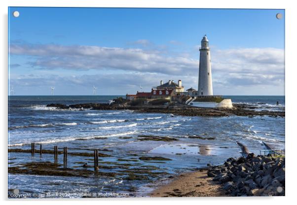 St Marys Lighthouse, Tyne and Wear. Acrylic by Jim Monk