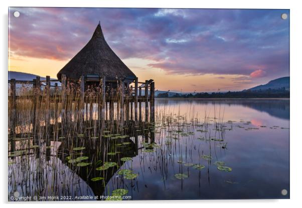 Llangorse Lake Sunrise Acrylic by Jim Monk