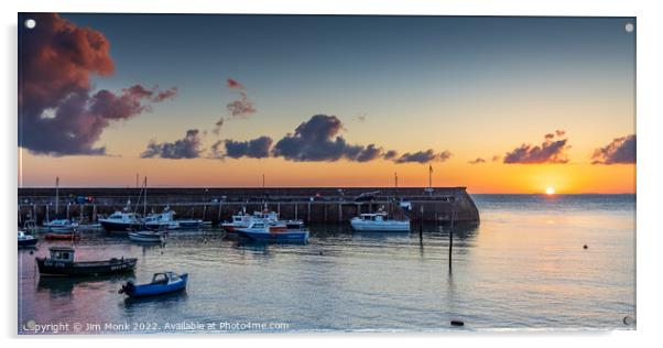 Minehead Harbour Sunrise Acrylic by Jim Monk