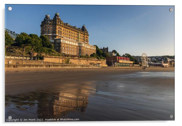 The Grand Hotel and Seafront, Scarborough Acrylic by Jim Monk
