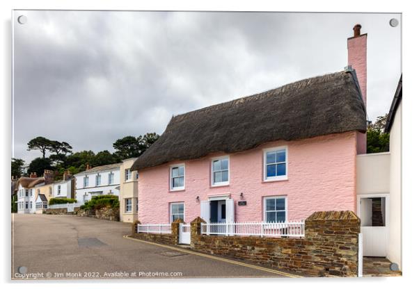 Pink Cottage, St Mawes Acrylic by Jim Monk