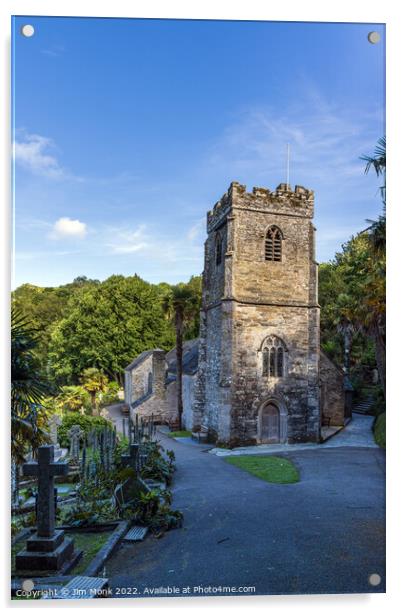 St Just in Roseland Church, Cornwall Acrylic by Jim Monk