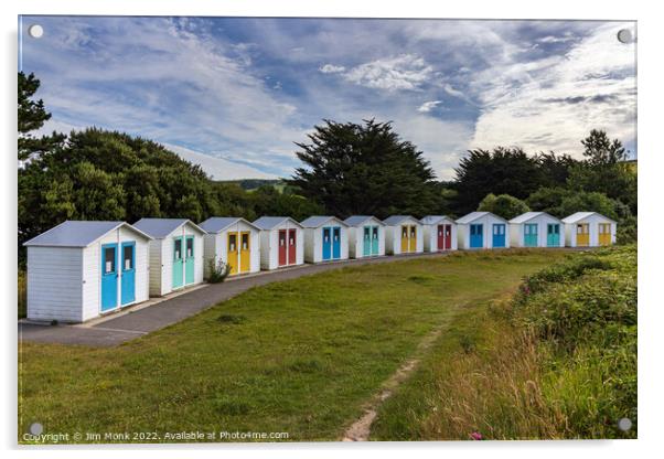 Beach Huts at Par Beach Acrylic by Jim Monk
