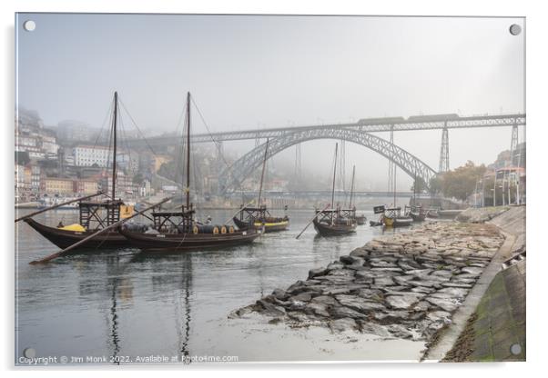 Rabelo Boats of Porto Acrylic by Jim Monk