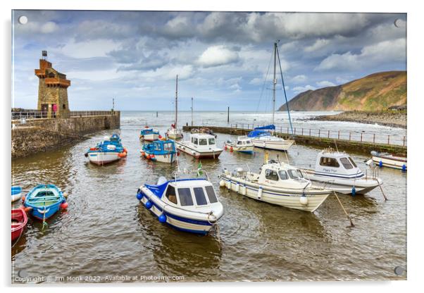 Lynmouth Harbour Acrylic by Jim Monk