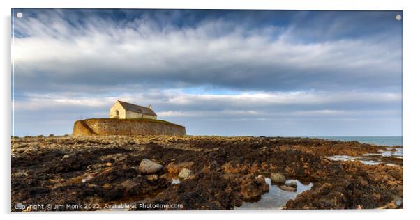 St Cwyfan's Church, Anglesey Acrylic by Jim Monk