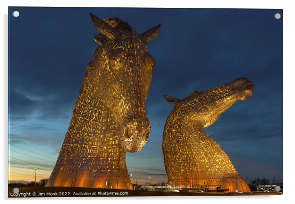 Sunset at The Kelpies Acrylic by Jim Monk