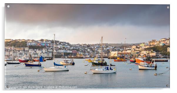 Brixham Harbour panorama in Devon Acrylic by Jim Monk