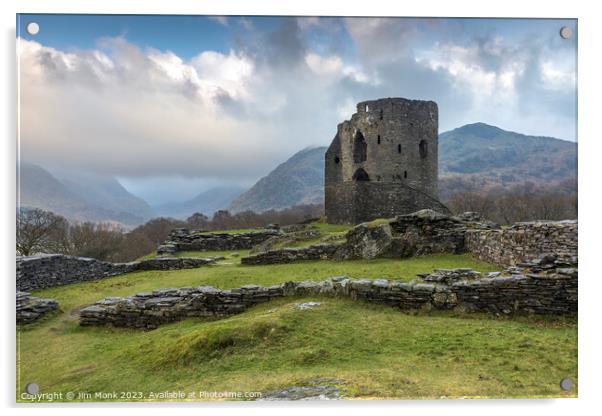 Dolbadarn Castle ruins overlooking Padarn Lake Acrylic by Jim Monk