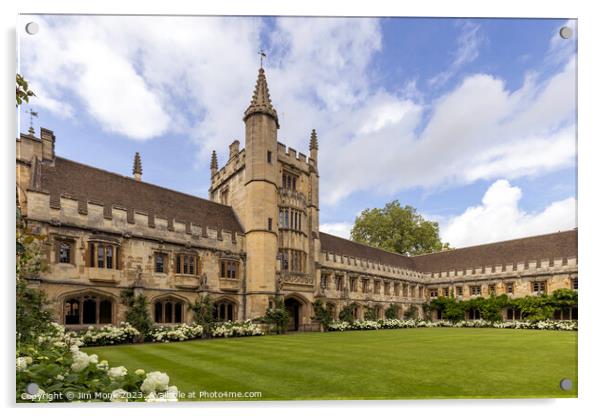 Magdalen College Great Quad Cloister Acrylic by Jim Monk