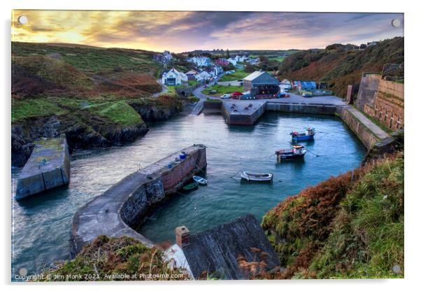 Sunrise over Porthgain Acrylic by Jim Monk