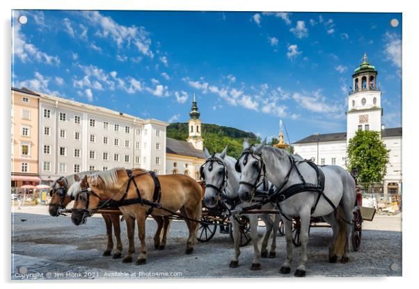 Salzburg city horses Acrylic by Jim Monk
