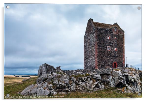 Smailholm Tower Acrylic by Jim Monk