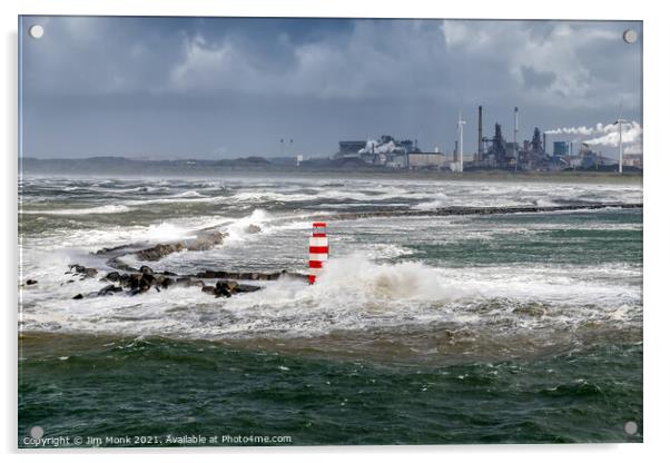 IJmuiden pier lighthouse, Netherlands Acrylic by Jim Monk