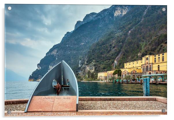 Riva del Garda monument, Lake Garda Acrylic by Jim Monk