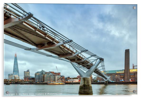 Millennium Bridge in London Acrylic by Jim Monk