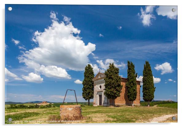 Chapel of the Madonna di Vitaleta in Tuscany Acrylic by Jim Monk