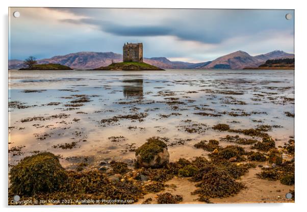 Twilight at Castle Stalker, Loch Laich Acrylic by Jim Monk