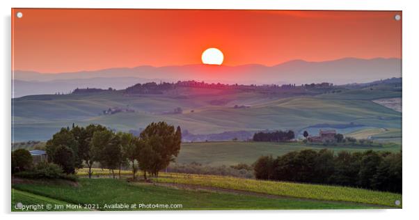 Sunset in Val d'Orcia, Tuscany  Acrylic by Jim Monk