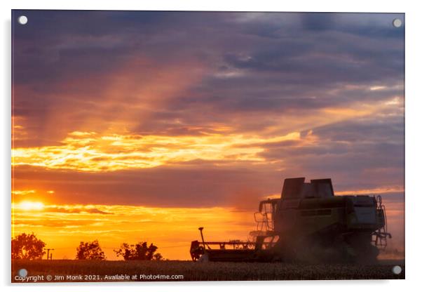 Sunset Harvest, Norfolk Acrylic by Jim Monk