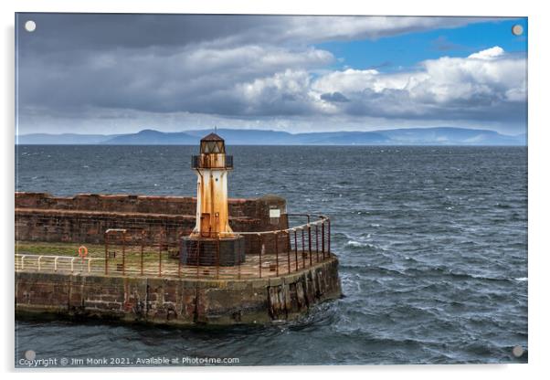 Ardrossan Lighthouse Acrylic by Jim Monk
