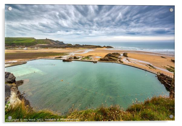 Bude Sea Pool Acrylic by Jim Monk