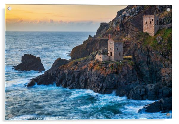 Botallack Mine Sunset Acrylic by Jim Monk