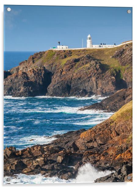 Pendeen Lighthouse, Cape Cornwall Acrylic by Jim Monk