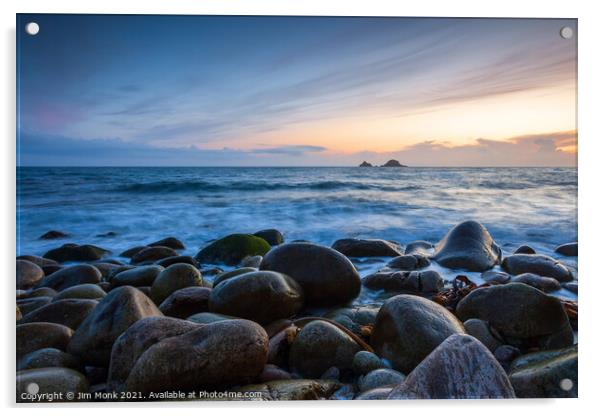 Porth Nanven Sunset, Cornwall Acrylic by Jim Monk