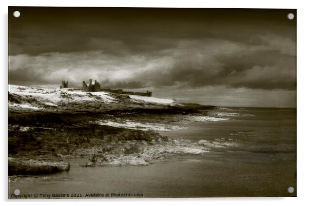 Storm Over Dunstanborough Castle, Northumberland Acrylic by Tony Gaskins